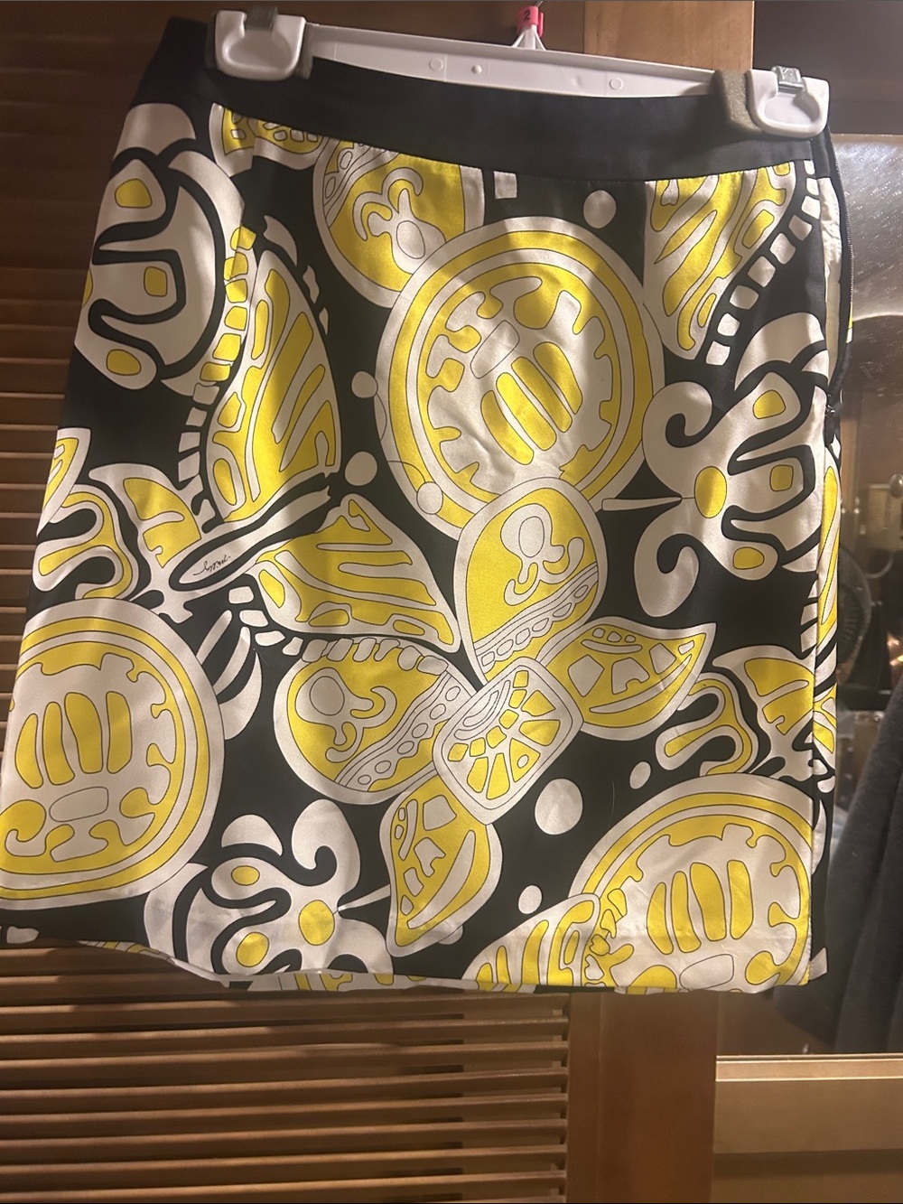 Milly Black Yellow and White Floral A-Line Skirt